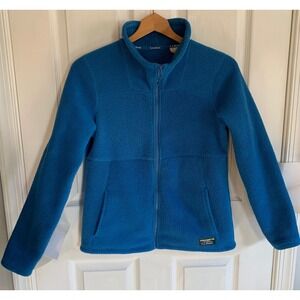 LL Bean 80s VTG Jacket Womens XS Blue Mountain Fleece Full Zip Outdoor Hiking